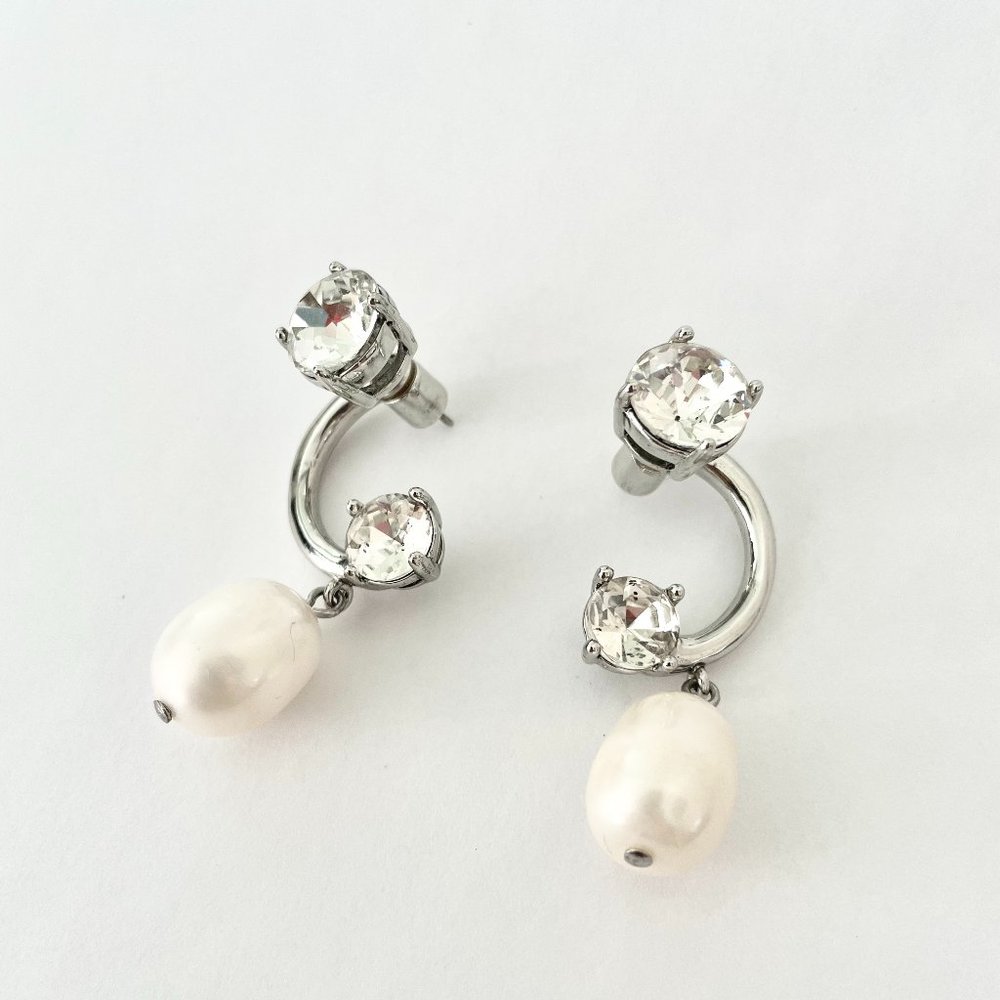 Ann Taylor Pearlized Crystal Crescent Drop Earrings